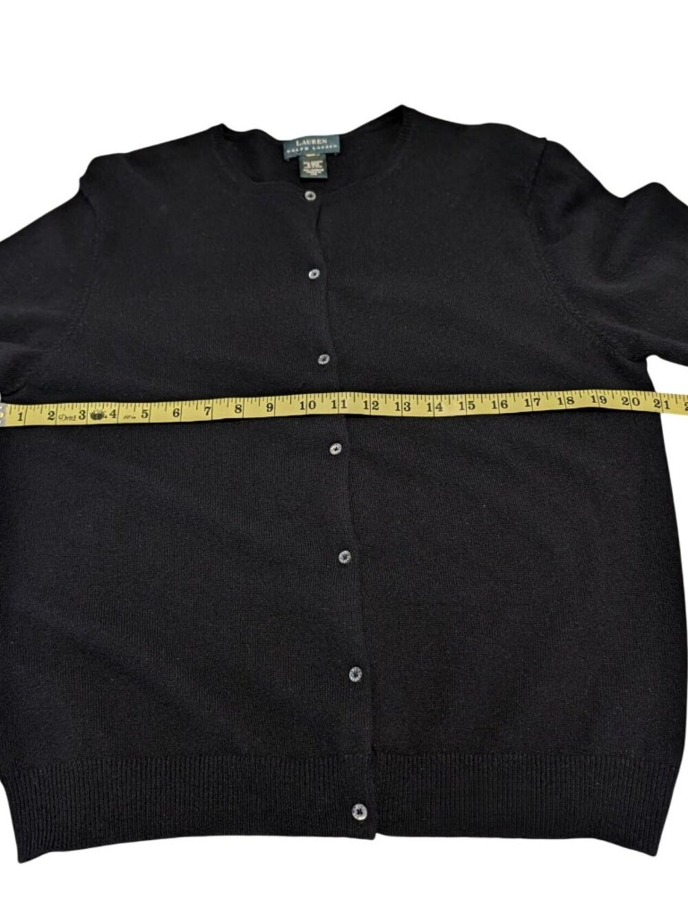 Lauren Ralph Lauren Womens Black 100% Cashmere Crewneck Button-Up Cardigan Sweat - Picture 9 of 15